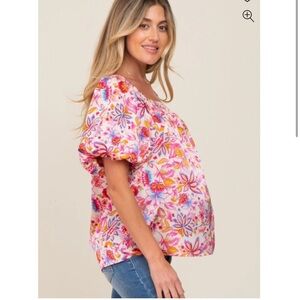 Pinkblush Maternity Floral Satin Top Size M
